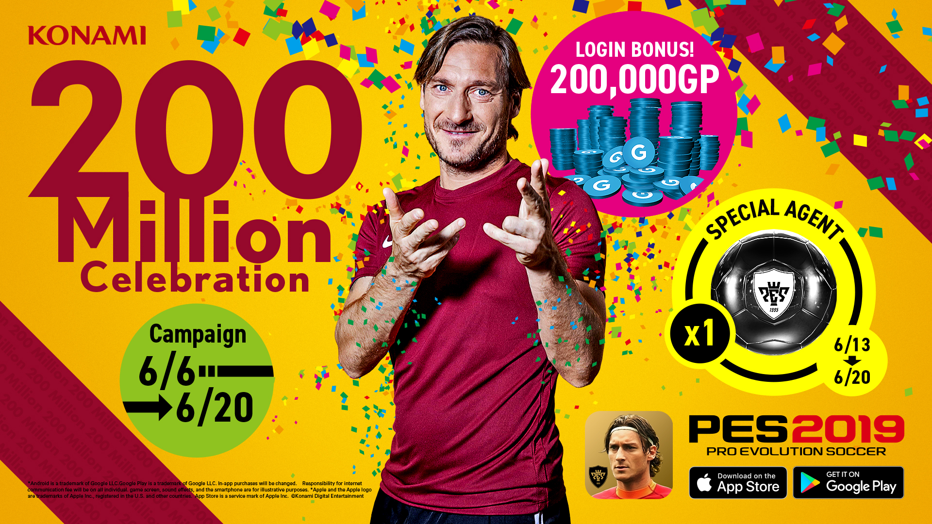PES 2019 Mobile supera los 200 millones de descargas y lo celebra con recompensas