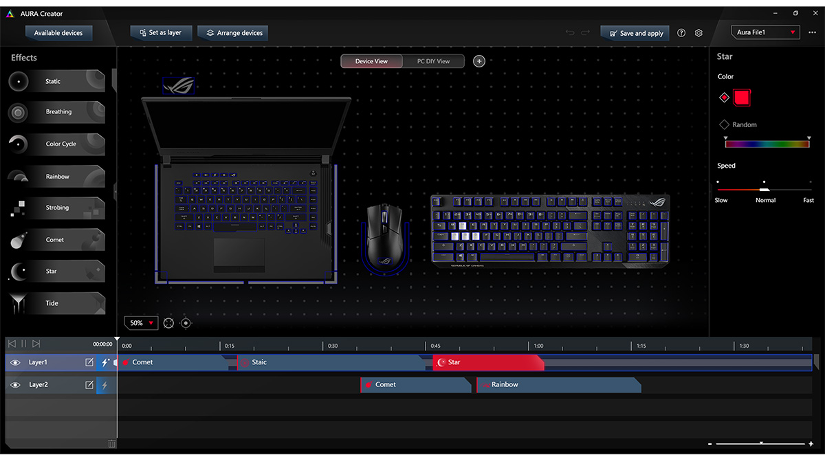 AURA Creator: El software de ASUS para coordinar las luces de tus periféricos