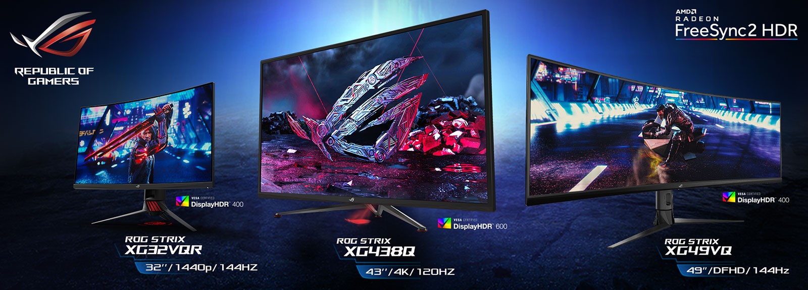 ASUS ROG anuncia sus nuevos monitores de 32, 43 y 49 pulgadas gamers