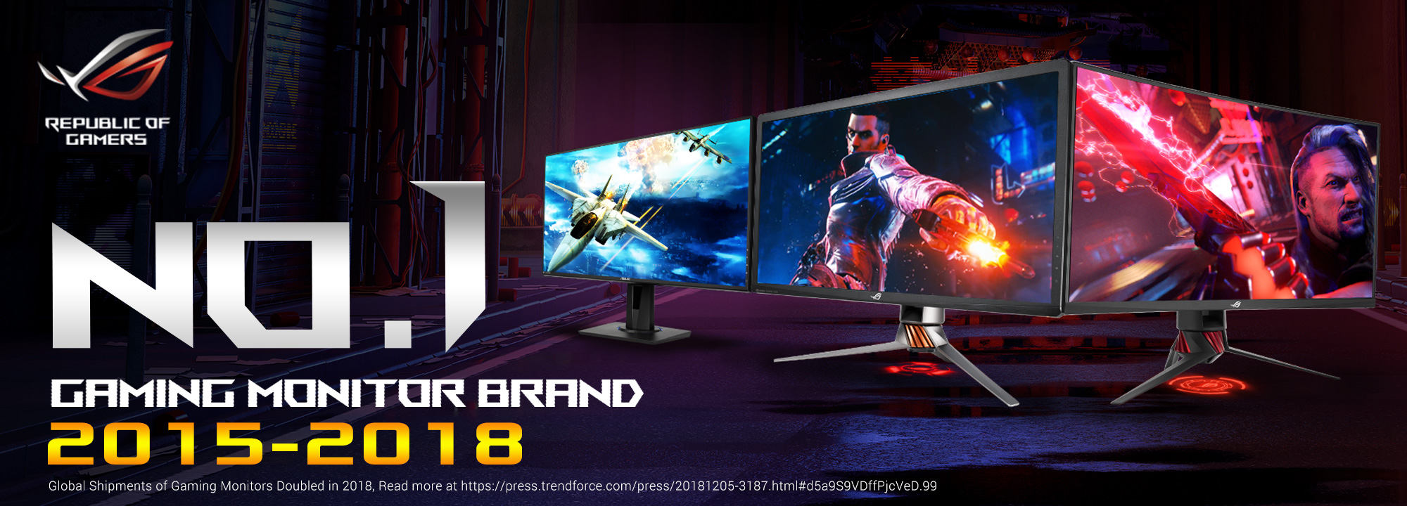 ASUS ROG se posiciona como líder mundial este 2018 en monitores gamers