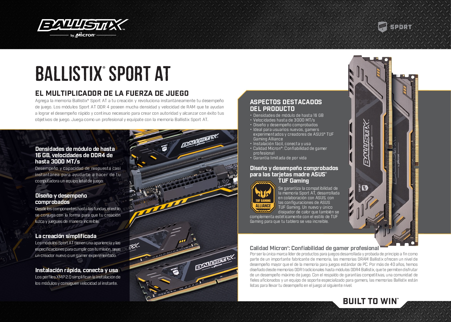 Ballistix presentó su nuevo memoria gaming, Sport AT
