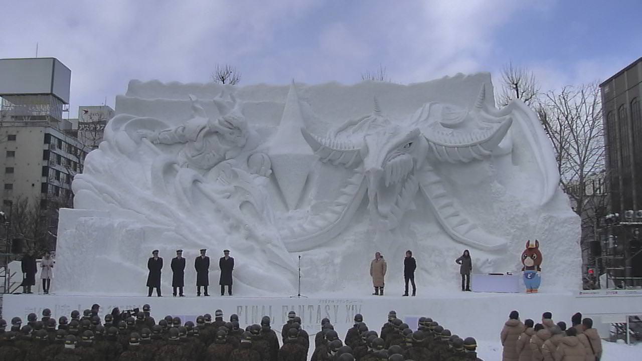 Échale un vistazo a la escultura de Final Fantasy XIV en el Festival de nieve de Sapporo