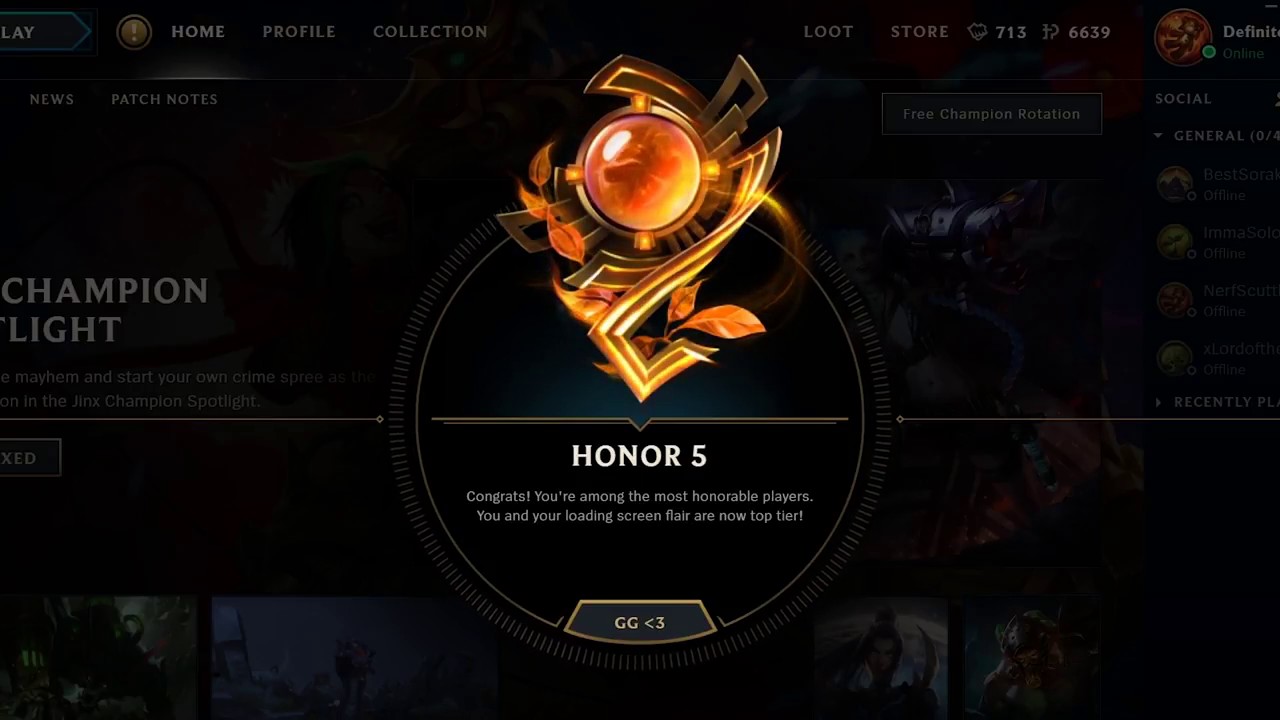 Nuevos cambios de Honor en League of Legends