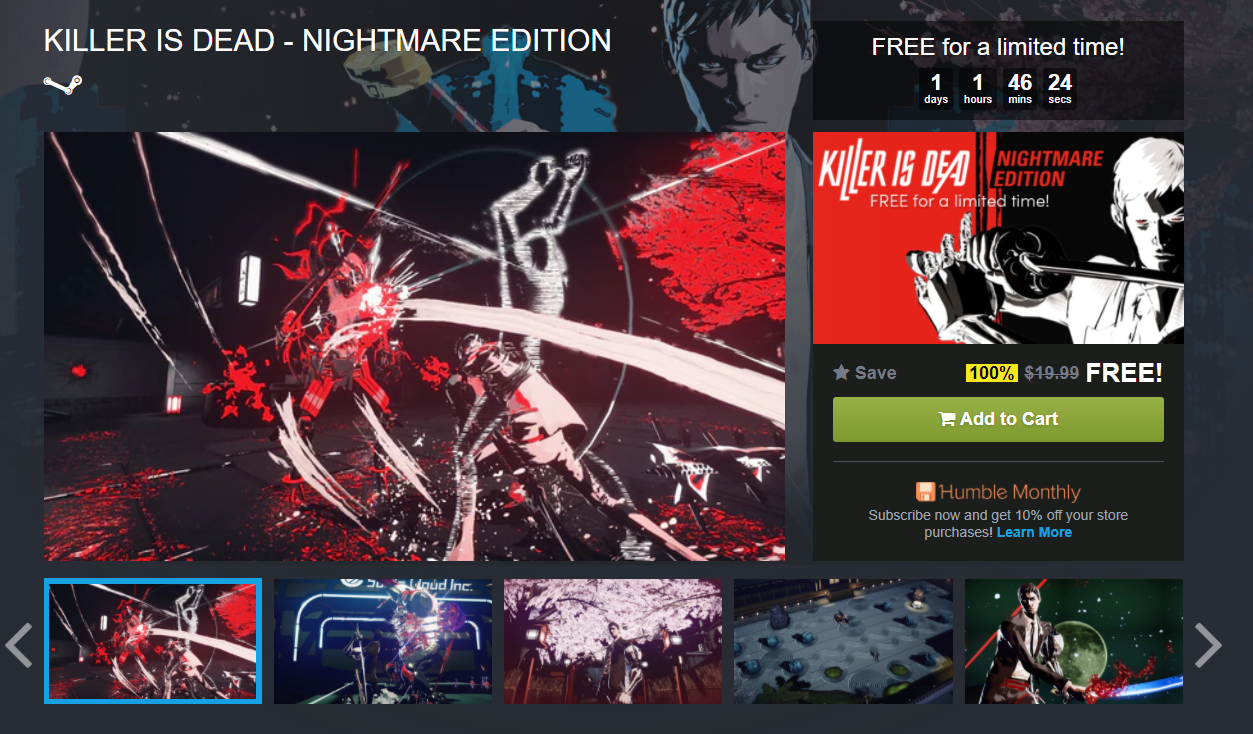 Humble Bundle se encuentra regalando Killer is Dead
