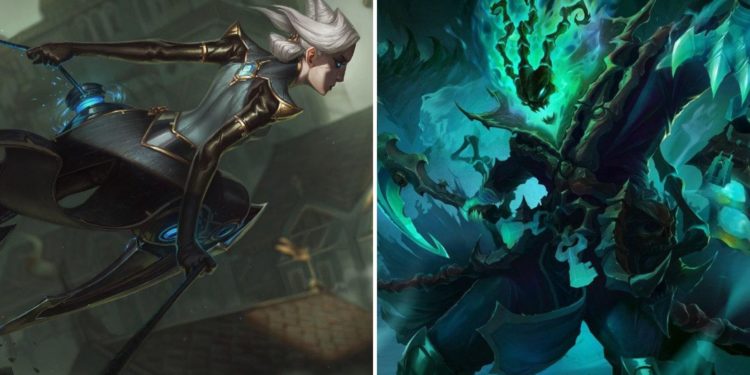 Camille con complejo de Yuumi queda estancada en la espalda de un Thresh