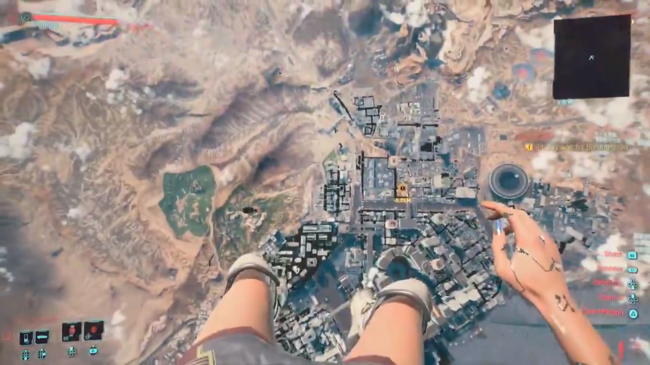 Bug de Cyberpunk 2077 nos eleva hasta el infinito y más allá