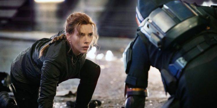 BLACK WIDOW, Scarlett Johansson, as Black Widow, 2021.  ph: Jay Maidment / © Walt Disney Studios Motion Pictures / © Marvel Studios / Courtesy Everett Collection