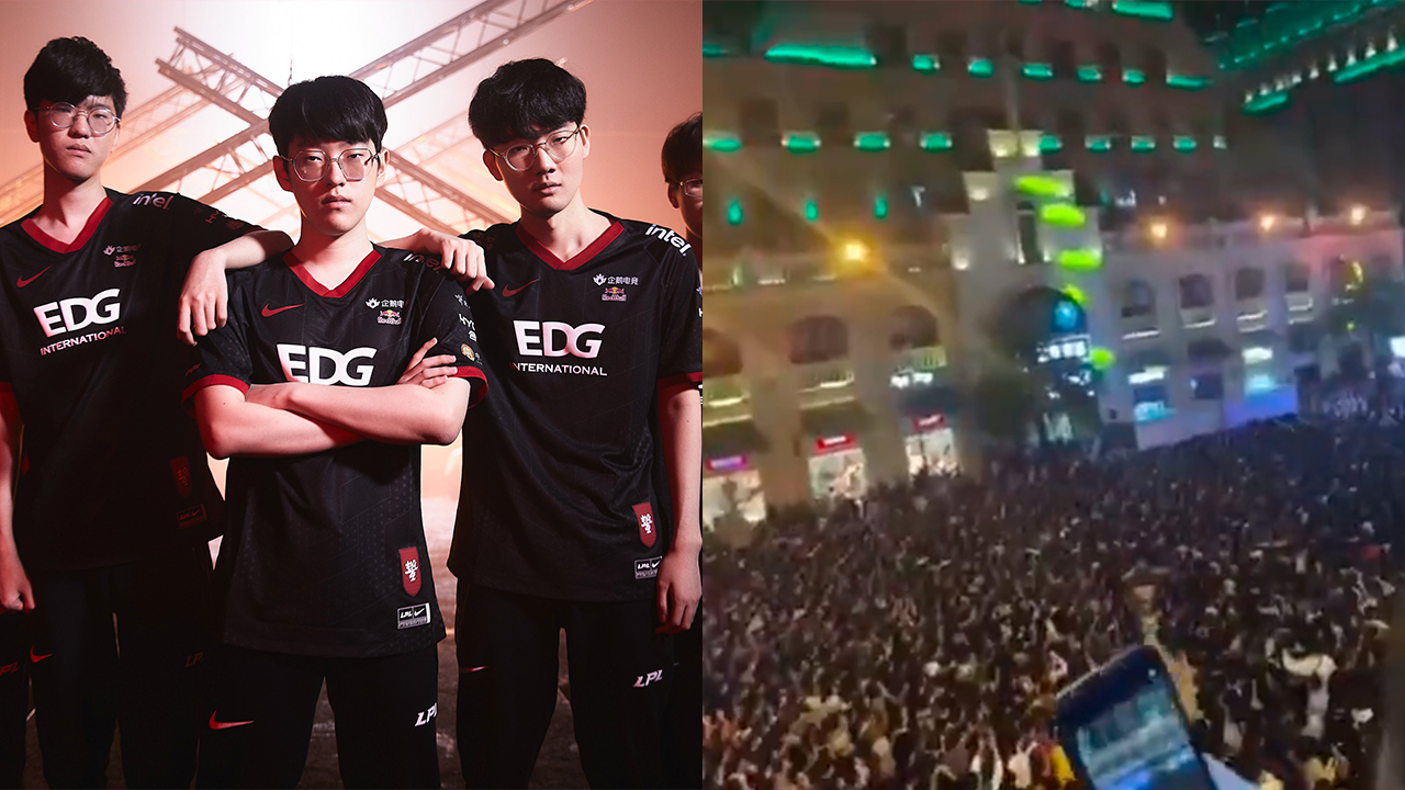 Multitudes de personas salen a las calles de China a celebrar la victoria de EDward Gaming en el World Championship 2021 de League of Legends