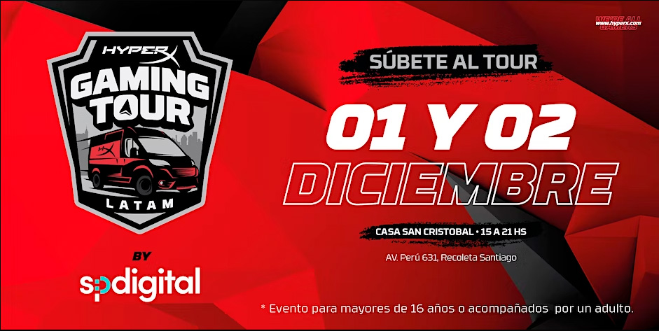HyperX anuncia su evento Gaming Tour Latam que llegará a Chile este 1 y 2 de diciembre del 2022