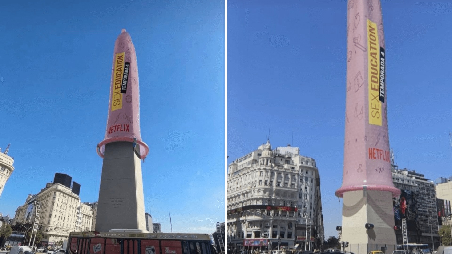 Netflix Le Colocó Un Preservativo Al Obelisco De Argentina Para Promocionar Sex Education 9806