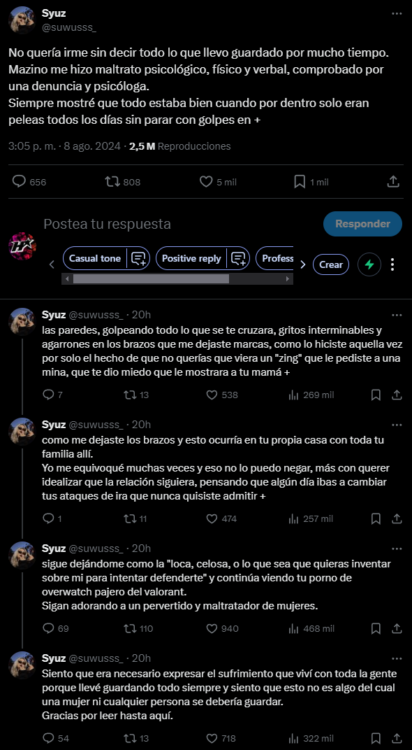 Syuz declaraciones vía X/Twitter.