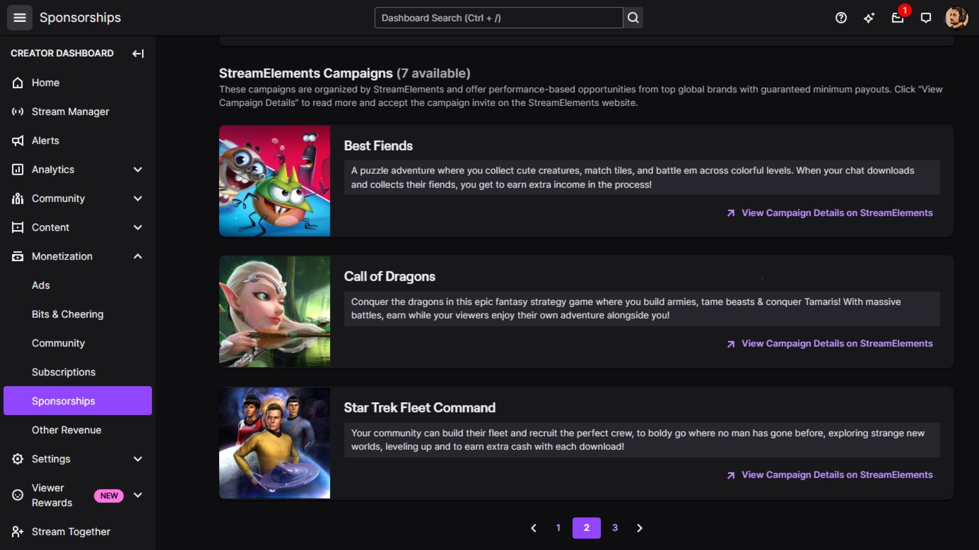 gestión de patrocinios en Twitch