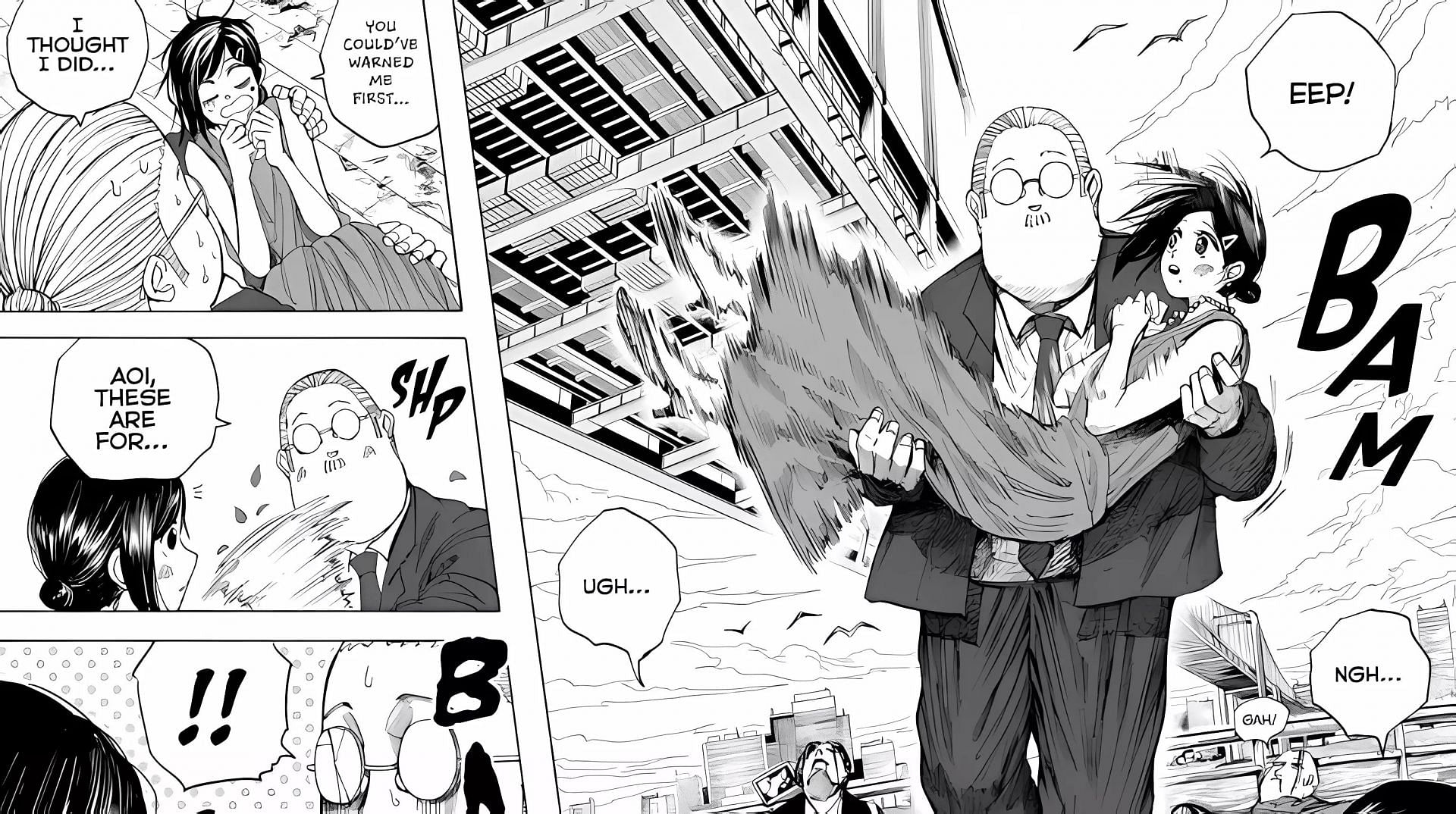 Sakamoto y Aoi como se ven en el manga.