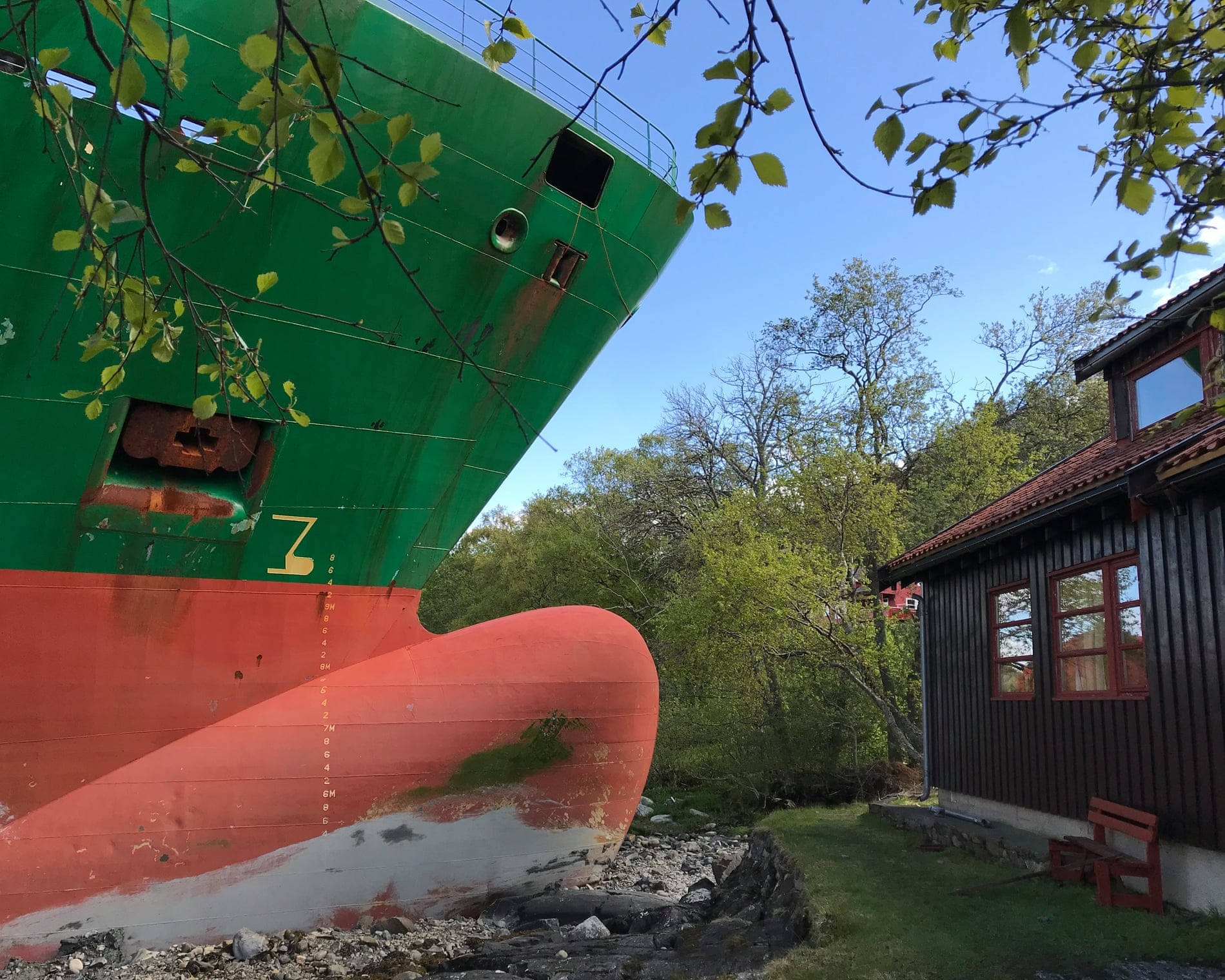 barco se estrella en jardín