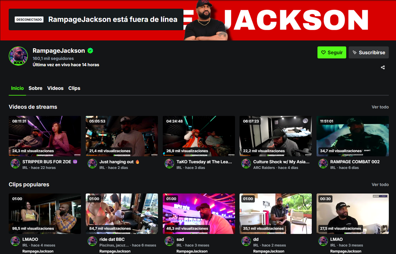 Rampage Jackson y su canal de Kick