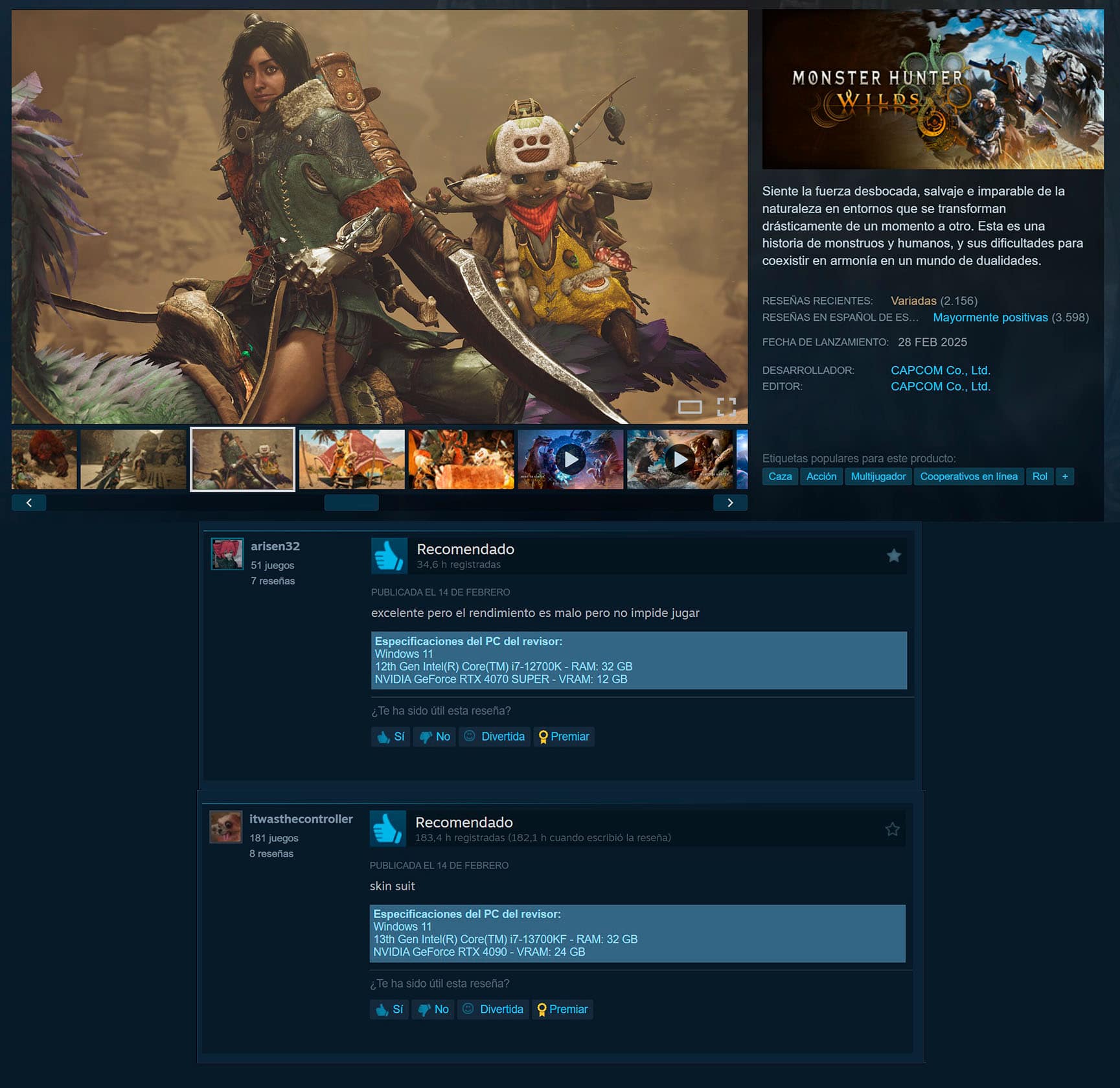 hardware en reseñas de Steam